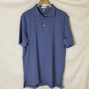 Men’s PETER MILLAR Summer Comfort Polo Shirt Blue Stripe Size L